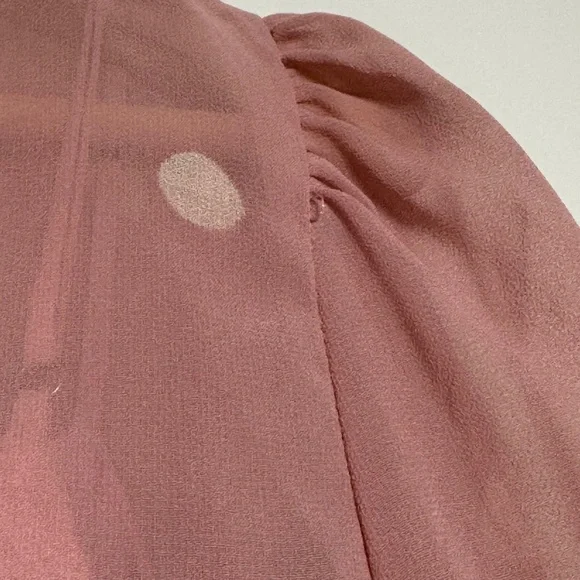 Gal Meets Glam Finely Polka Dot Tiered Midi Pink Dress Women's 4 Petite - Picture 8 of 16